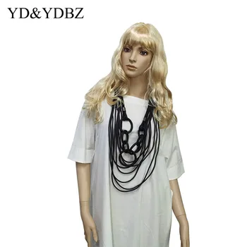

Sweater Chain Handcrafted Designers Choker Layered String Rubber Jewelry Art Goth Punk Style Street Fashion Black Art Designers