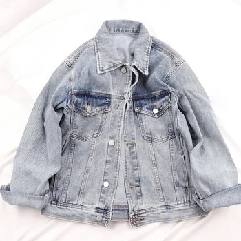 

Vintage Denim Jacket Coat Women Outerwear 2020 Autumn New Fashion Loose Long sleeve Short Jeans Jackets Female Casual Streetwear