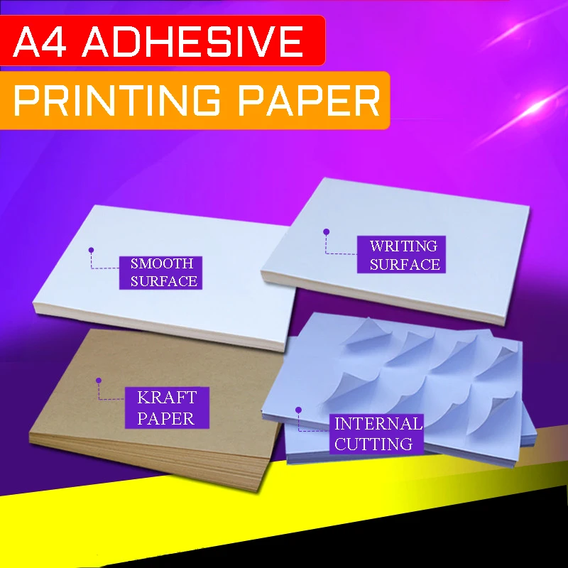 100 Sheets / Pack A4 Kraft Paper Sticker Sticker Adhesive Paper Promotional For Laser Printing Printer Packaging Label