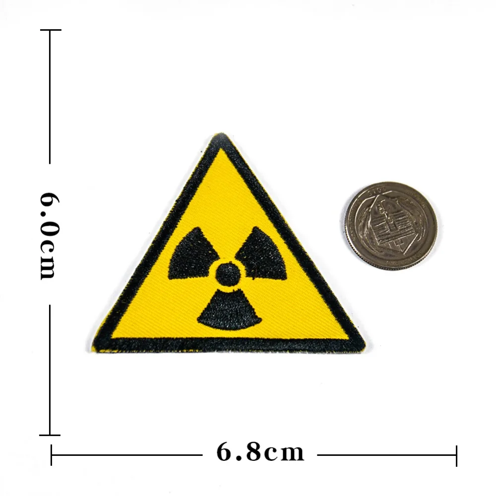 Chernobyl Nuclear Dangerous Sign Skull Radioactive Patch Embroidery sewing Eellow Green Iron on Applique DIY Fabric Sticker