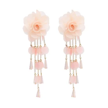 

new fashion crystal Sequin Tassel Earrings European and American Jewelry Lace Flower Earrings