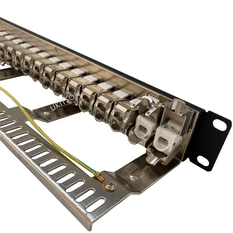 RJ45 Patch Panel 24 Ports 1U Patch Panel FTP LAN With CAT7 CAT6A CAT6 RJ45 Shielded Keystone Jack 19" Inch Rackmount Wall Mount Network Bracket