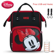 Оригинальные сумки для мам Дисней, рюкзак для подгузников для мамы, сумки с Микки Маусом для ухода за ребенком, дорожная сумка, USB бутылка с подогревом