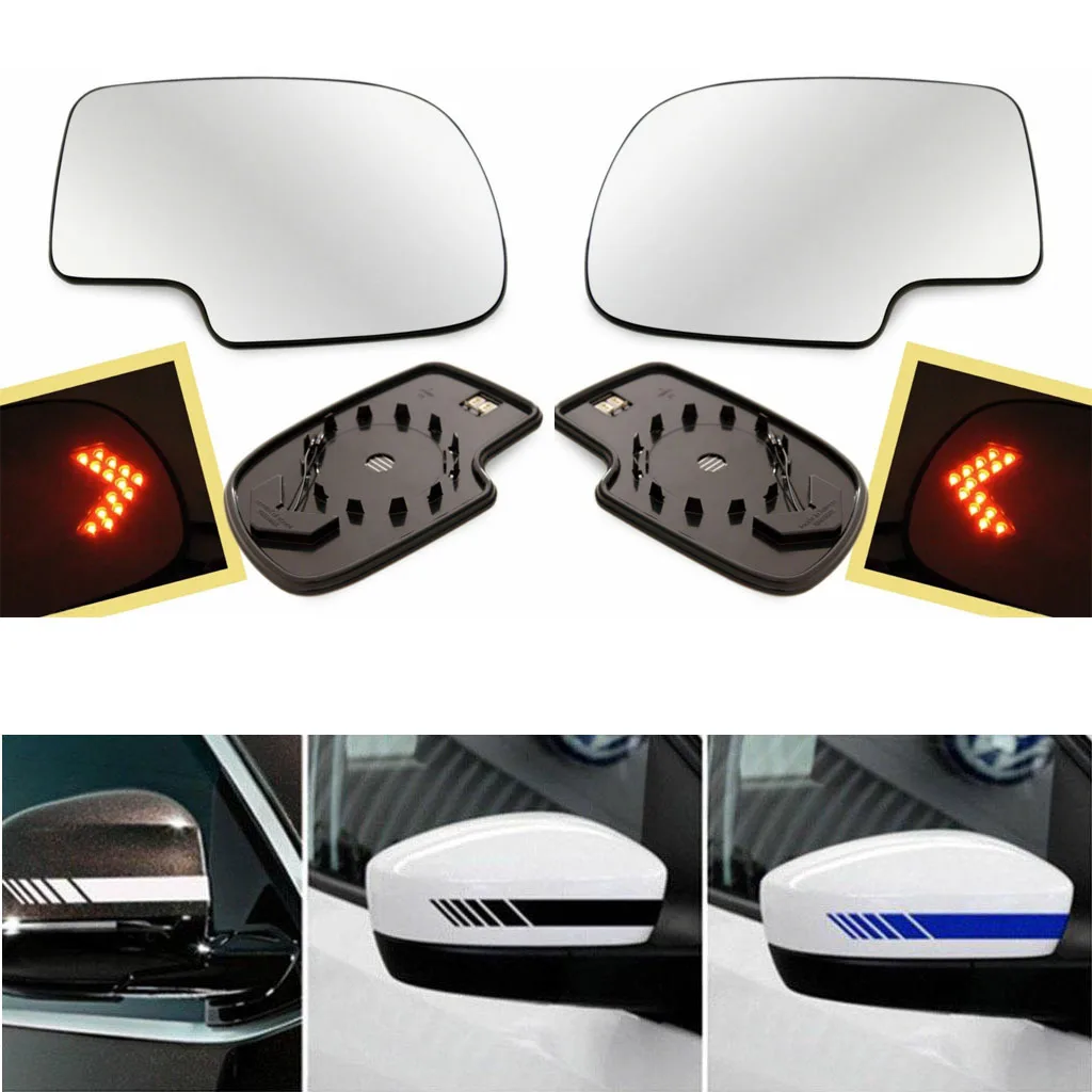 

Left+Right Mirror Glass Heated with Turn Signal Light for Chevy GMC Cadillac