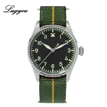 

Lugyou San Martin Pilot Flieger Mechanical Men Watch Stainless steel Super Luminous Sapphire Crystal Skeleton Back Elastic Nylon