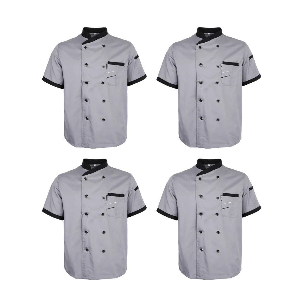 4 шт. Униформа шеф-повара КУРТКА пуговицы короткий рукав одежда для отеля кухня Отель пальто