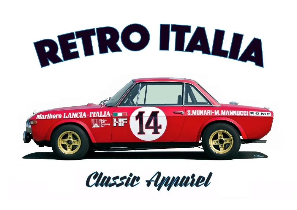 Для Мужчин's Новое поступление Летний стиль LANCIA FULVIA HF футболку. Ретро Италии.