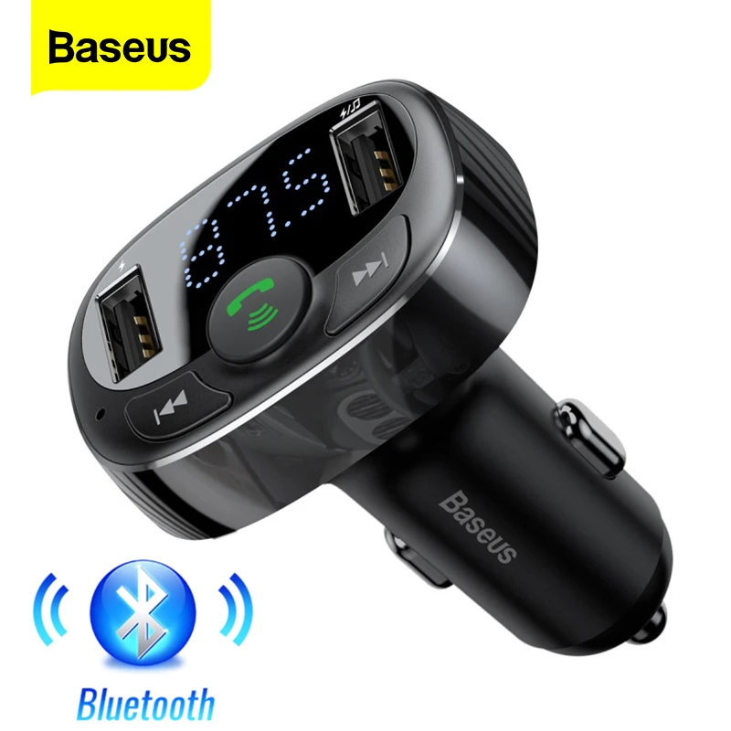 Baseus transmisor Bluetooth para coche, modulador manos libres, inalámbrico, Aux, reproductor MP3, con cargador USB|Transmisores de FM| AliExpress