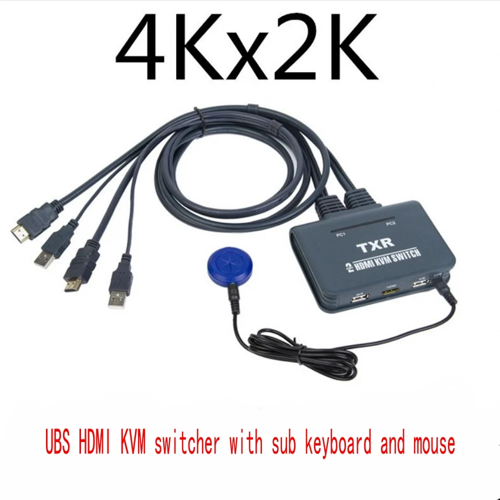 Коммутатор Dvi Kvm 2 порта Usb 0 в 1 с аудио видео кабелем для монитора клавиатуры мыши