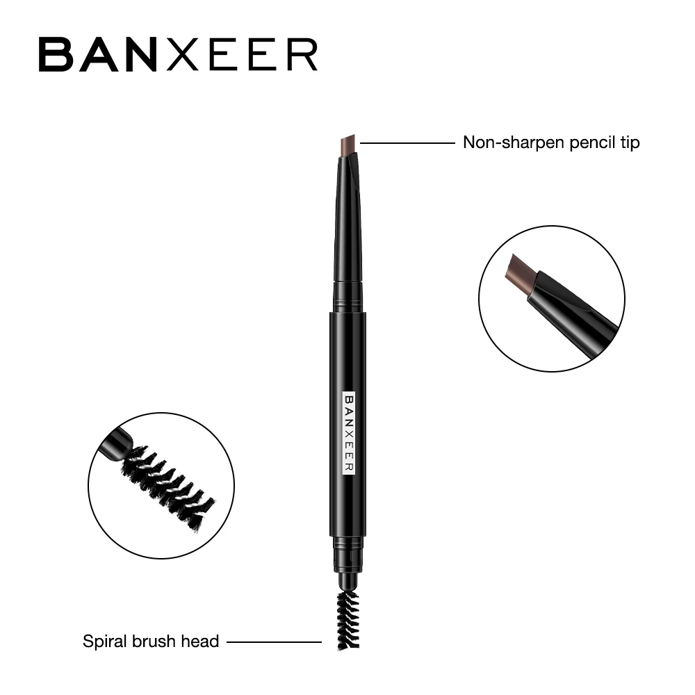 Бренд BANXEER, для бровей, 4 цвета, водостойкий, для бровей, долговечный, для бровей, карандаш для татуировки, черный, коричневый, стойкий от пятен, карандаш для бровей