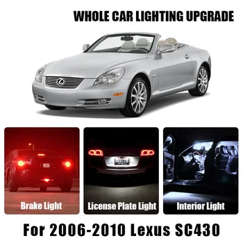 

White Red Car Interior LED Light License Plate Reverse Lamp For Lexus SC430 2006 2007-2010 Brake Bulbs Turn Signal Parking Light