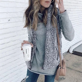 

Winter Vest Women Coats And Jackets Fur Coat Zipper Jacket Pocket Ladies Coats Women Sleeveless Coat Womens Jackets