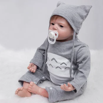 

20 Inch Newborn Dolls Baby With Brown Hair Reborn Baby Doll Realistic Handmade Adorable Lifelike Toddler Dolls Toy For Children