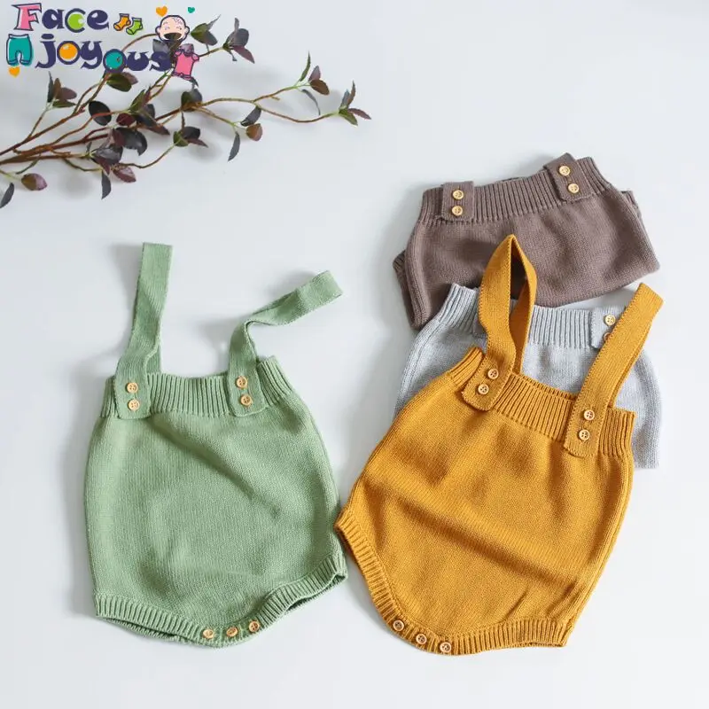 Baby Knitting Rompers Cute Overalls Newborn Baby Girls Boys Clothes Infantil Baby Girl Boy Sleeveless Romper Jumpsuit 0-24m