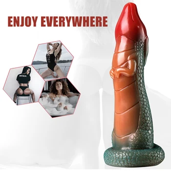 Monster Shape Penis Colorful Dildo Liquid Silicone G Spot Penis Strong Suction Cup Sex Toy For Women And Adult Female Masturbate 5
