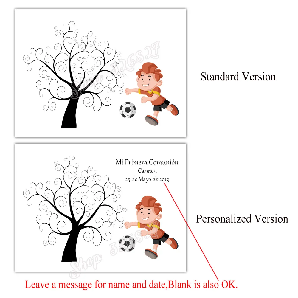 Футбол мальчик девочка бесплатно Пользовательское имя, дата отпечаток пальцев Подпись гость книга DIY Mi Primera Comunion вечерние Декор чернил Pad включены - Цвет: HK270-27