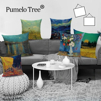

Van Gogh Oil Painting Style Throw Pillow Case Linen Cushion Cover 45x45cm Pillow Case for Sofa Car Chair Gift Cushions Cojines
