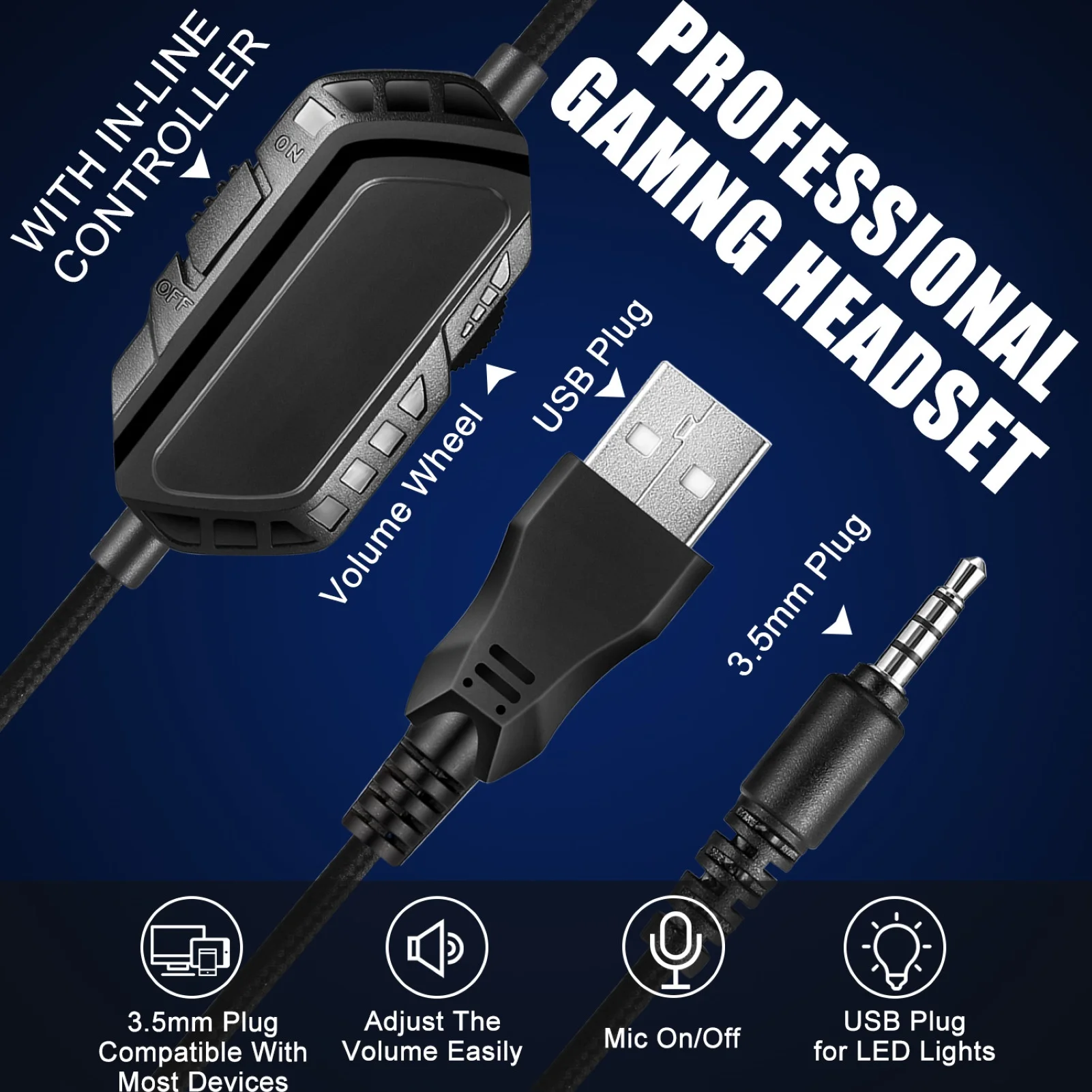 J1 Camouflage Gaming Headset Headphone with Microphone Noise Reduction LED Light