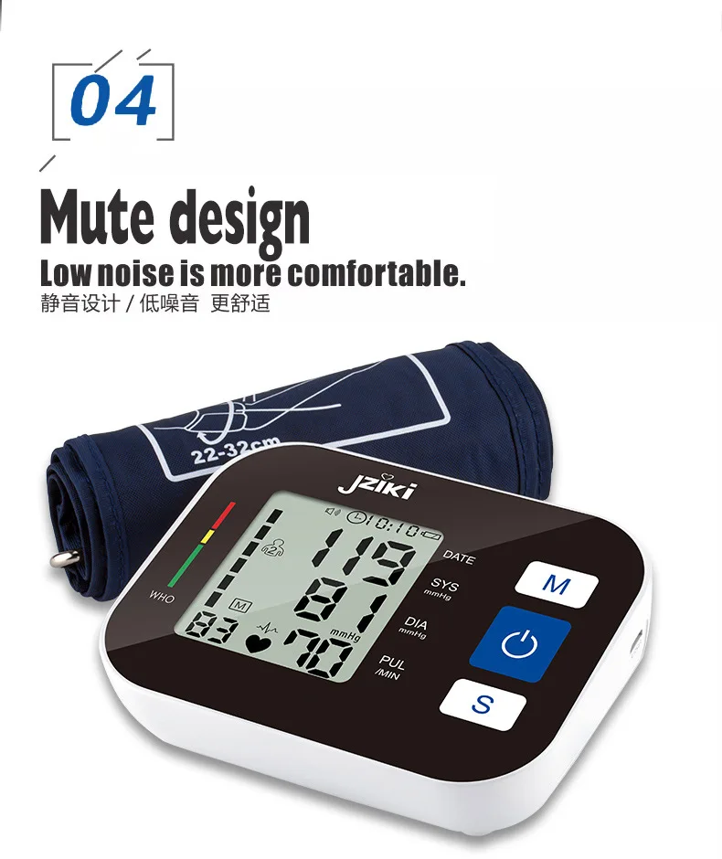 JZIKI Health Arm Automatic Blood Pressure Monitor BP Sphygmomanometer Pressure Meter Tonometer for Measuring Arterial Pressure-15