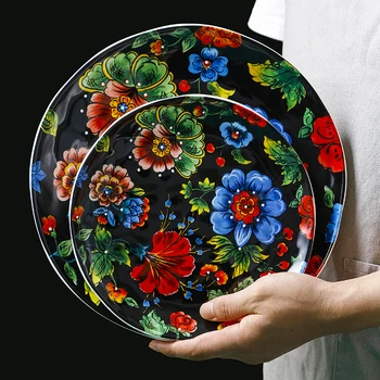 

Creative tableware European Western dishes Steak plate Irregular tableware Hand-painted ceramic salad plate dinnerware set