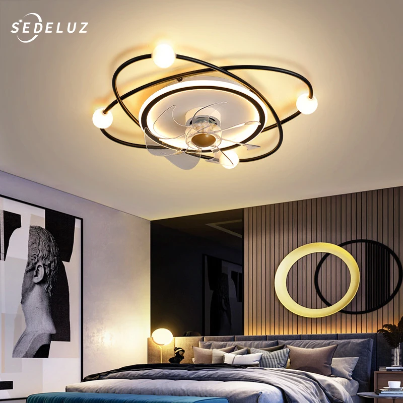 Nordic Simplicity Ceiling Fan for Living Room Bedroom Decor Ceiling Fan Lamp Ventilador Integrated Chandelier Lighting