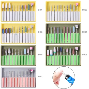 

10PCS/Set Nail Drill Bits Ceramic Diamond Milling Cutters Manicure Files Electric Drill Machine Nail Gel Remover Grind Tool