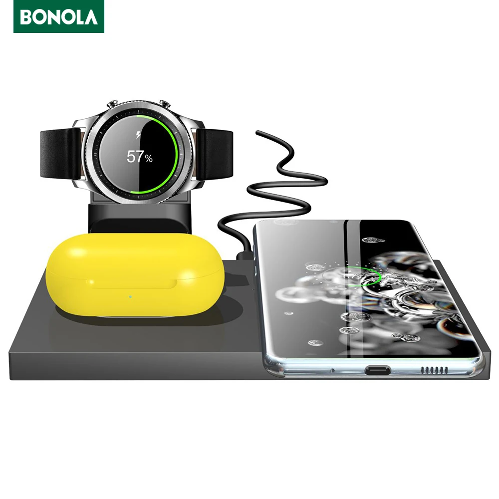 BONOLA 3 In 1 Wireless Charger Qi 10W Fast Wireless charger For Samsung GalaxyS20/Note20 Galaxy Buds/Watch wireless charging pad