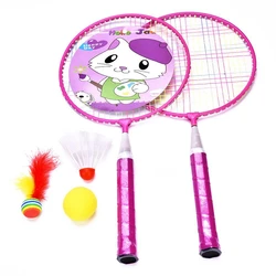 Color Children's Entertainment Cartoon Badminton Racket Set, with Backpack, Aluminum Alloy Material, Portable and Durable