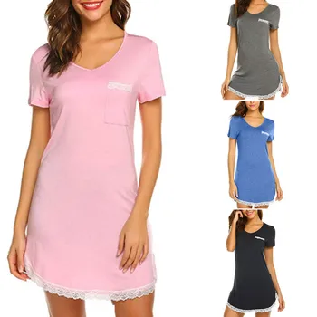 

Plus Size Summer Sexy Nightgowns Women Short Sleeve Sleep Wear Casual Lace Sleepwear Womens Nightwear Cotton Xxl Night Dress