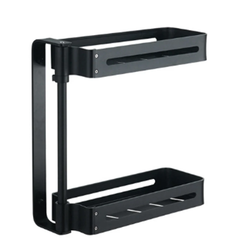 

Space Aluminum Kitchen Bathroom Storage Shelf Corner Rotation Rack Multifunction Wall Mounted Storage Rack Hardware Accessories(