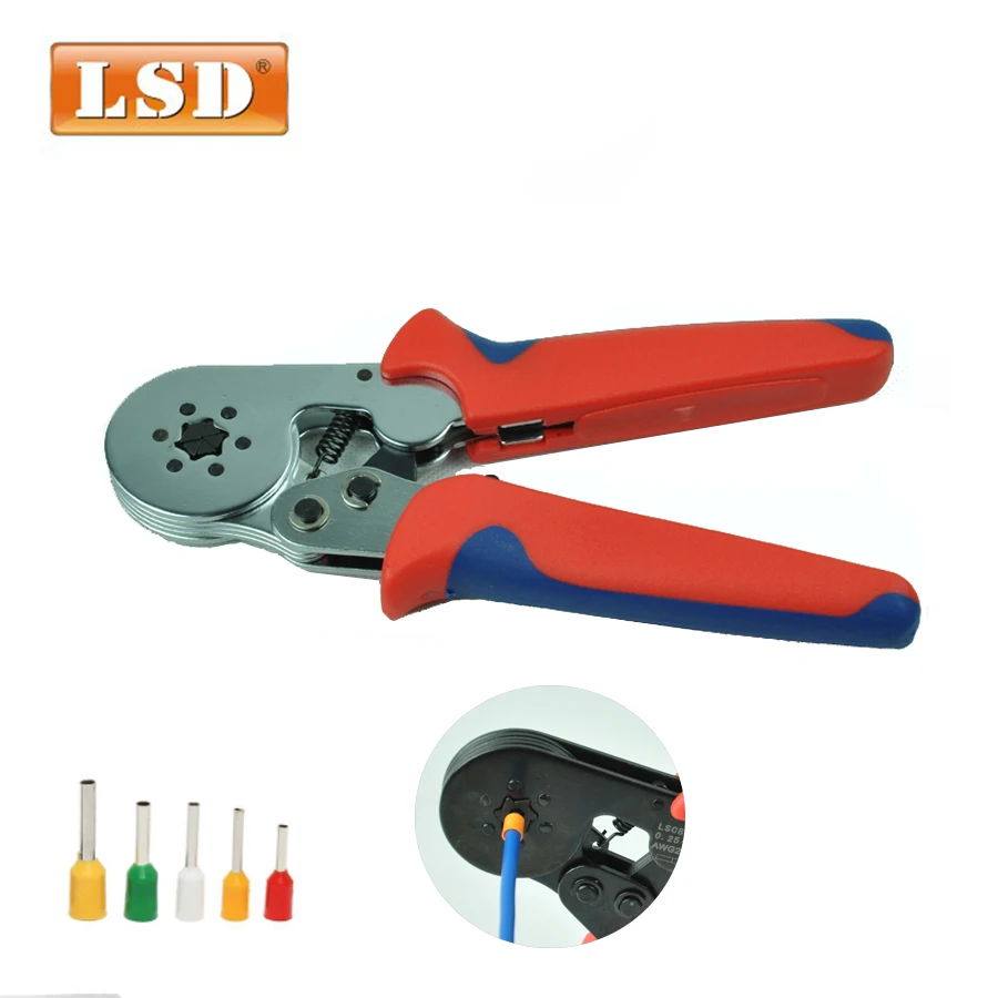 Self Adjustable Crimping Tool LSC8 6 6 0.25 6mm2 Bootlace Ferrule Crimping Plier 24 10AWG Tubes