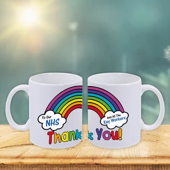 

Thank You NHS - Key Workers Nurse Doctor Rainbow Stay Safe Classic Mug Funny Gift Coffee Tea Cup White 11 Oz The Best Gift