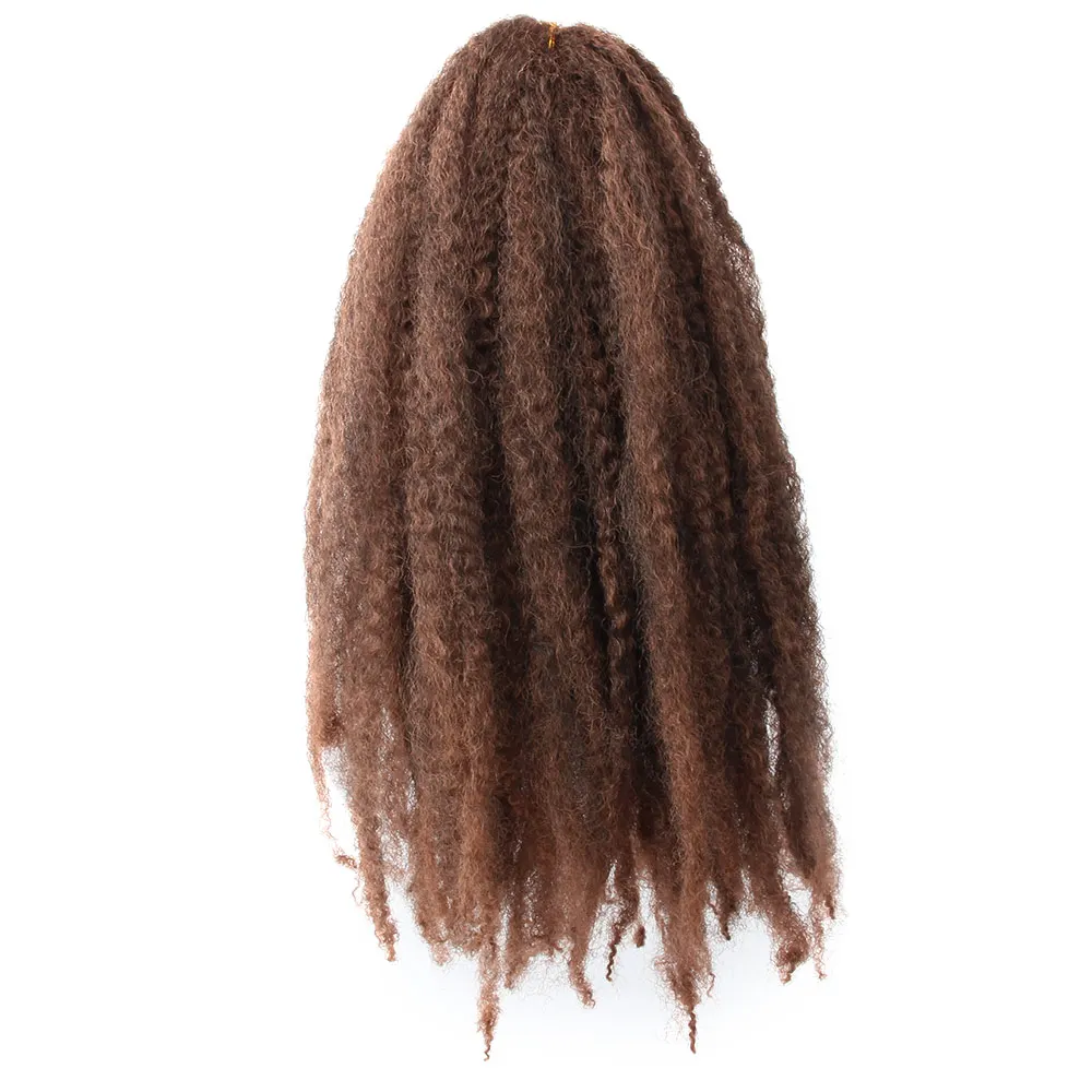 

18Inch Ombre Afro Curly Marley Braiding Hair Synthetic Crochet Braids Hair 1B/Dark Brown High Temperature Fiber For Women Pageup