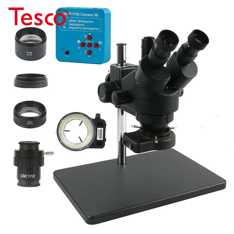 

38MP 2K USB HDMI Digital Video Camera 3.5X-90X simul-focal Trinocular Stereo Microscope for Soldering Tool Phone PCB REPAIR