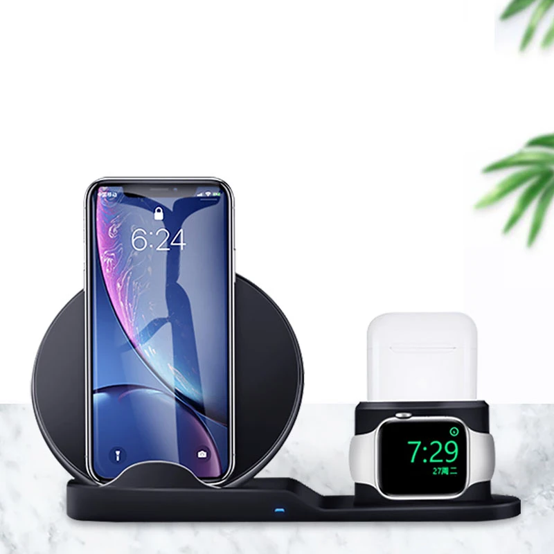 3 в 1 беспроводная зарядная подставка для iPhone 8 X XR XS Беспроводная док станция