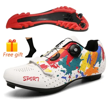 Zapatillas de ciclismo de montaña para hombre, calzado profesional para exteriores con autosujeción