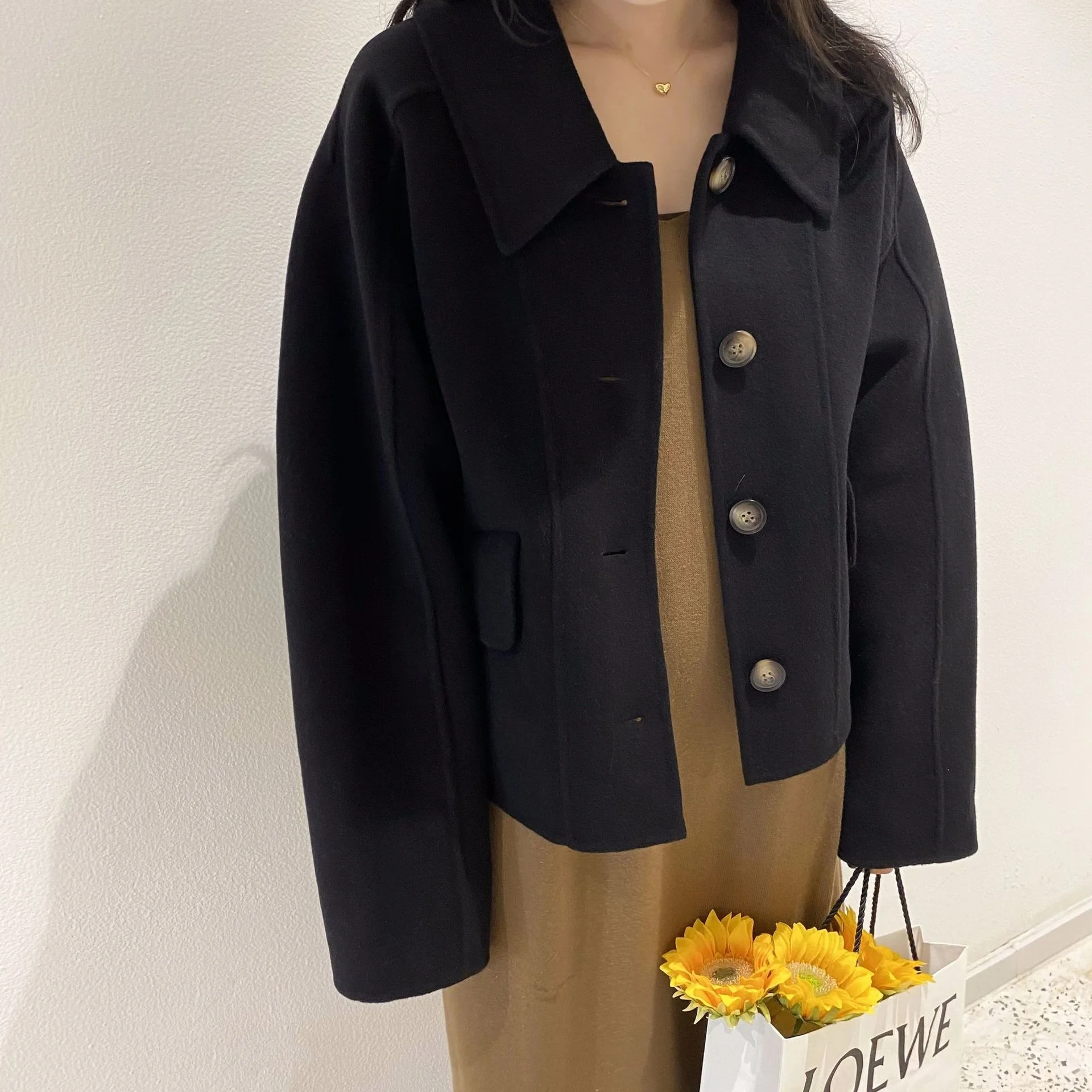 21 autumn and winter new Korean short wool coat women's double sided