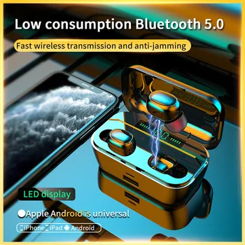 

G6S TWS Bluetooth 5.0 Headset 3500mAh Charging Box Wireless Charging LED Display Sports Earbuds Touch Noise Canceling Earphones