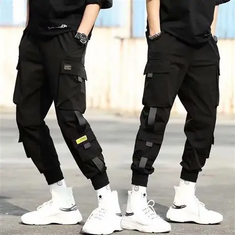 3XL XXXL мульти-карман эластичный пояс дизайн шаровары для мужчин Уличная панк хип-хоп повседневные брюки Джоггеры мужские брюки для танцев - Цвет: 23
