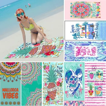 

DIDIHOU 70x150cm Rectangle Adult Microfiber Bath Towel Summer Tree Printing Beach Towel Girls Boys Beach Mat
