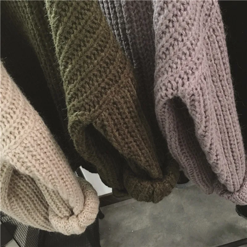 Новое поступление женский осенний зимний однотонный тонкий свитер с длинными рукавами и круглым воротником