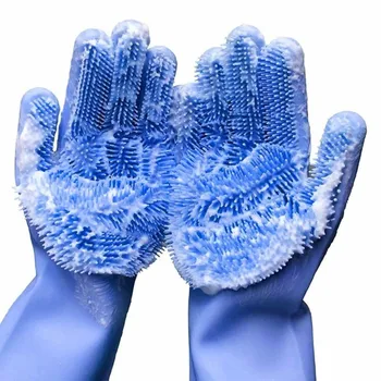 

1Pair Silicone Gloves Dishwashing Kitchen Scrubber Dish Washing Sponge Rubber Scrub Cleaning Washing Gloves Tools Kitchen Gadget