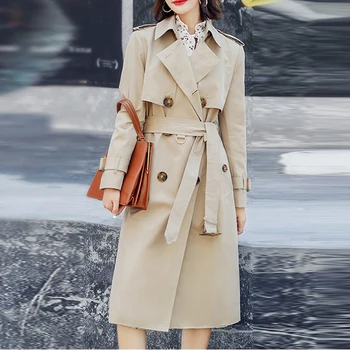 

Trench Coat Women Double Breasted 2020 spring / autumn women's Trench Cloak Windbreaker Abrigos ladies casual Trench