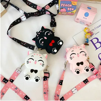 

Mini Women Crossbody Bags Cute Cartoon Cat Shoulder Bags Female Kawaii Messenger Bag Small Change Coin Purse Cute Birthday Gift