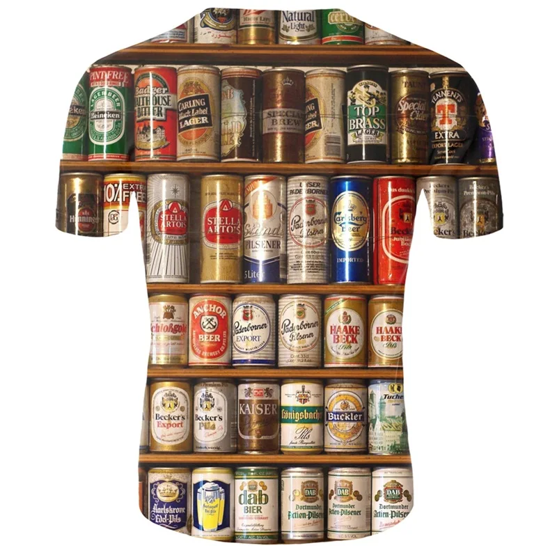 Новое поступление, новинка, модная 3D футболка для мужчин, с принтом банок пива, хип-хоп, круглый вырез, короткий рукав, для мужчин/женщин, футболка, Топы