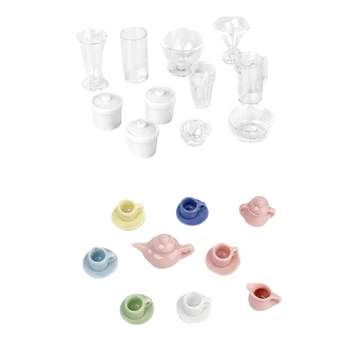 

26 Piece Dollhouse Miniature Kitchen Supplies: 11 Piece 1/12 Dollhouse Plastic Kitchen Container Ship Set & 15 Piece Color Resta