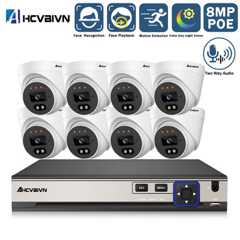 

Face Detection 8CH 5MP NVR Kit CCTV Security System Kit POE Two-way Audio Dome Outdoor 2MP POE IP Camera Video Surveillance Set