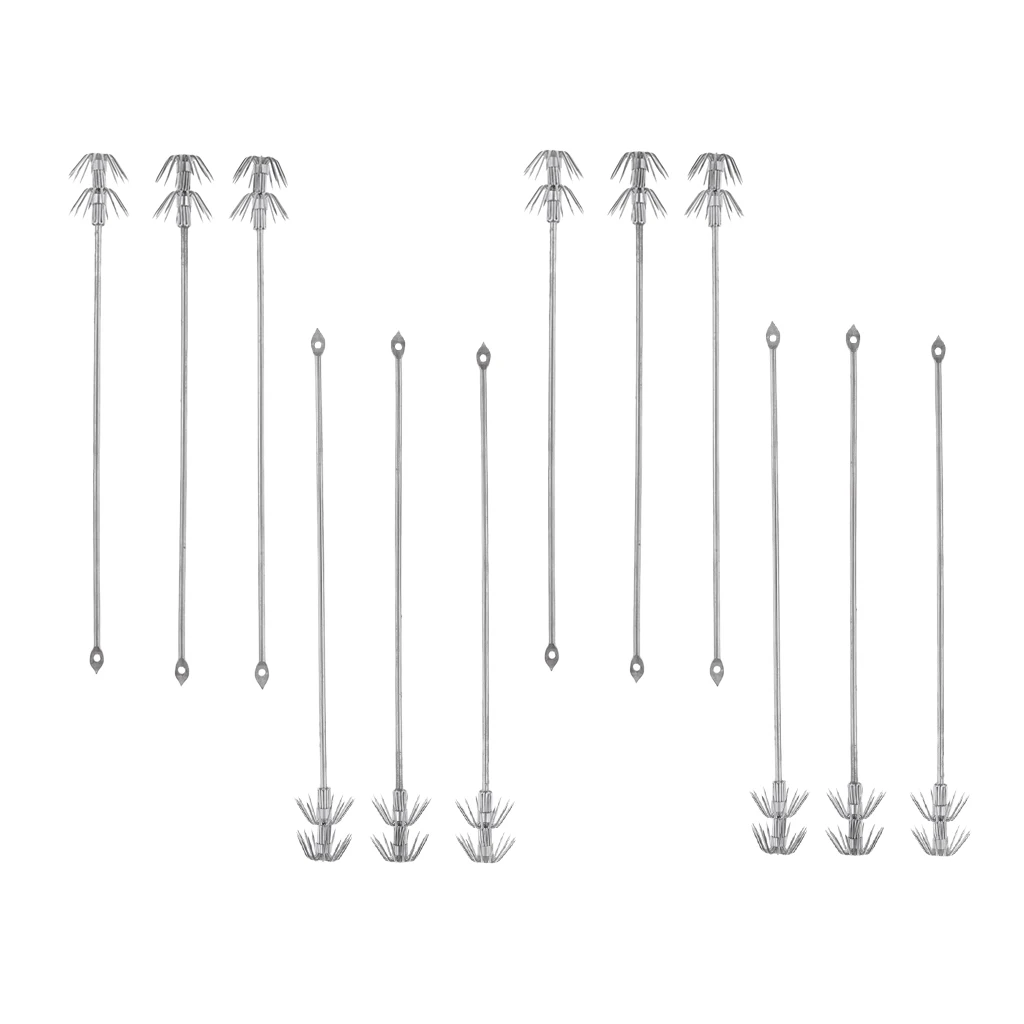 12Pcs/lot Seawater Glowing Luminous Squid Fishing Lures Cuttlefish Bait Hook Fishhooks Set