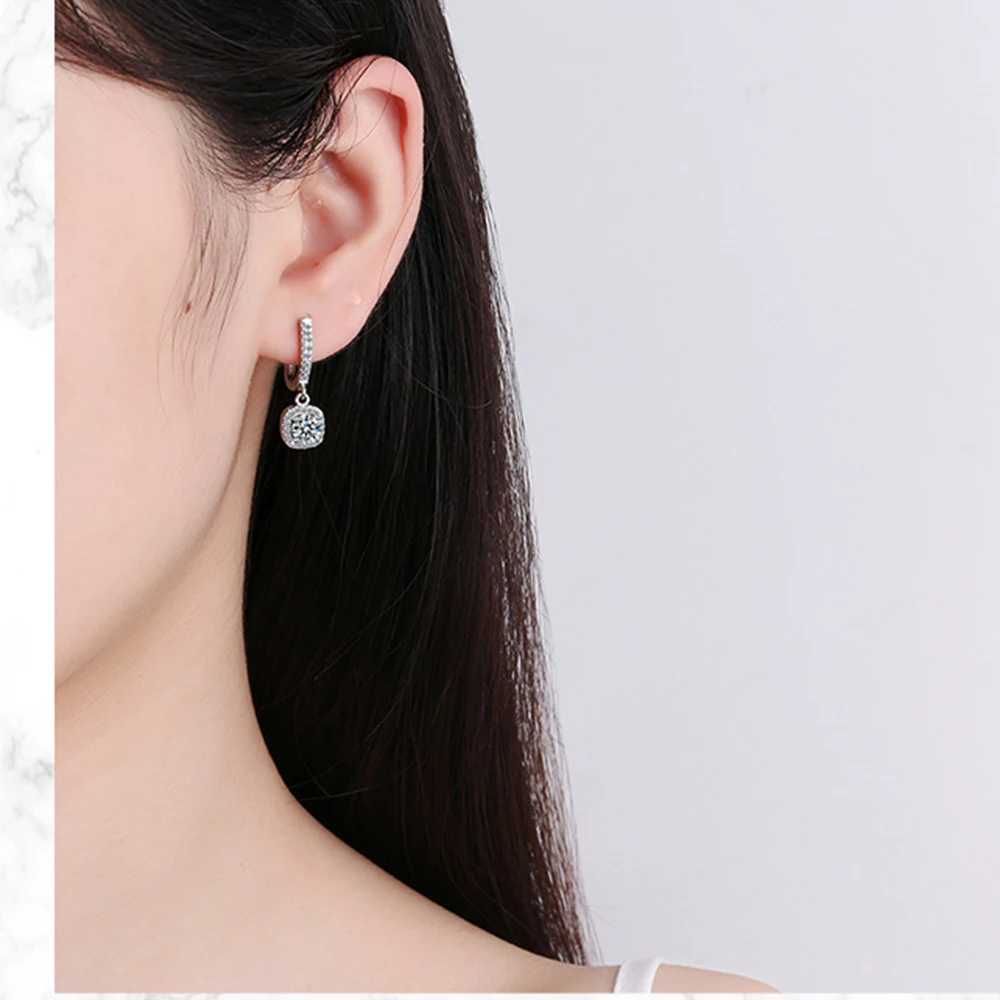 Drop Earrings Crystal Earrings Fanqieliu 925 Sterling Silver Women's Square Crystal Drop Earrings Jewelry FQL21228
