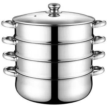 

1pc Stainless Steel Stockpot Multifunction Pot (Four-Layer, Super Thick-28cm)
